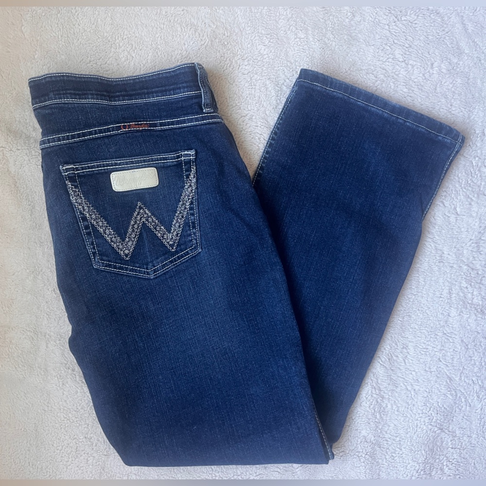 Wrangler Q Baby No Gap Waistband Denim Blue Jeans Women Size 13/14